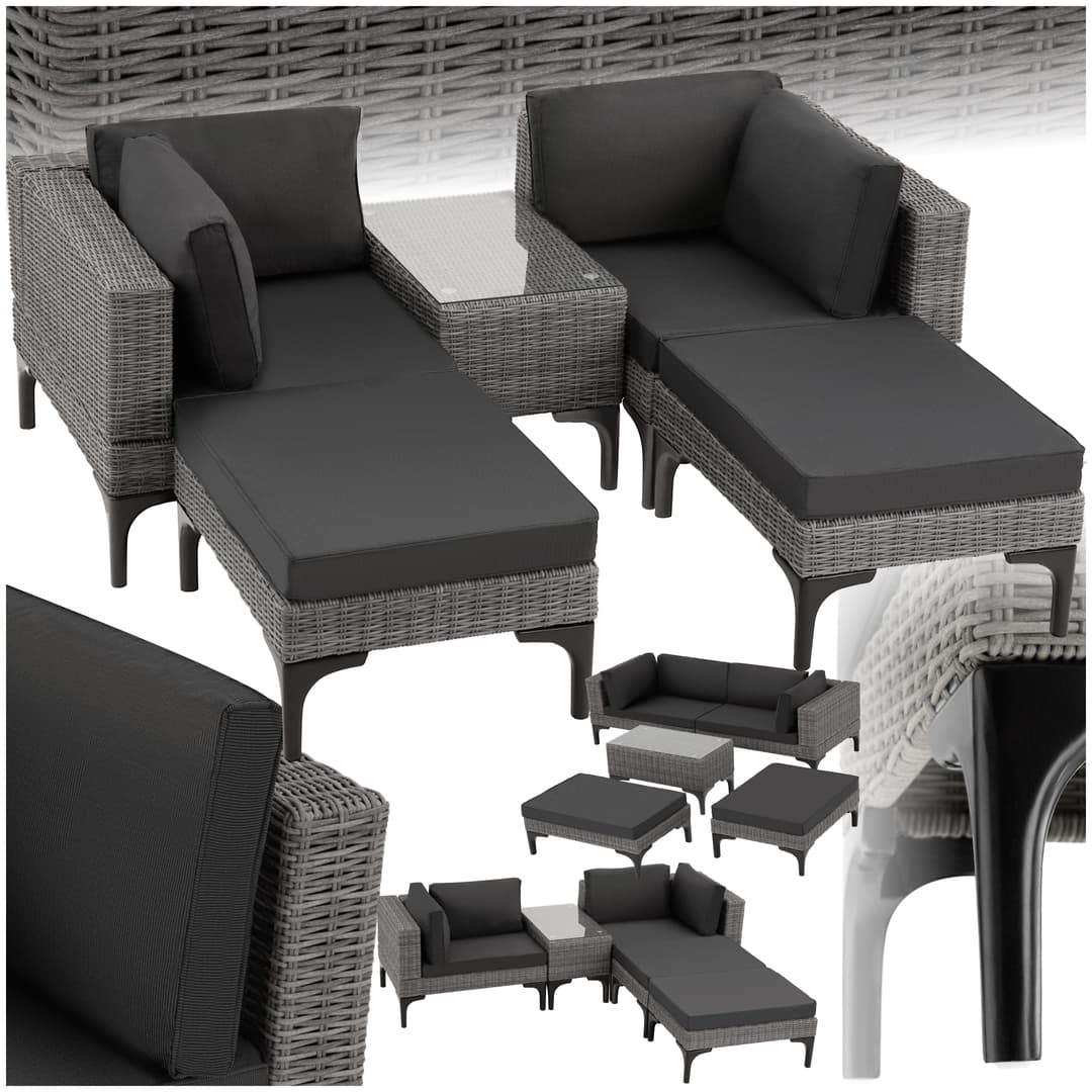 Rattan Lounge mit Aluminiumgestell Bellaria - grau