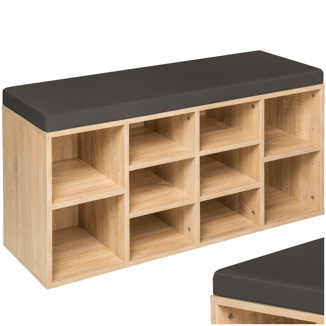 Schuhschrank mit Sitzpolster 103,5x48x30cm - dunkelgrau/eiche hell
