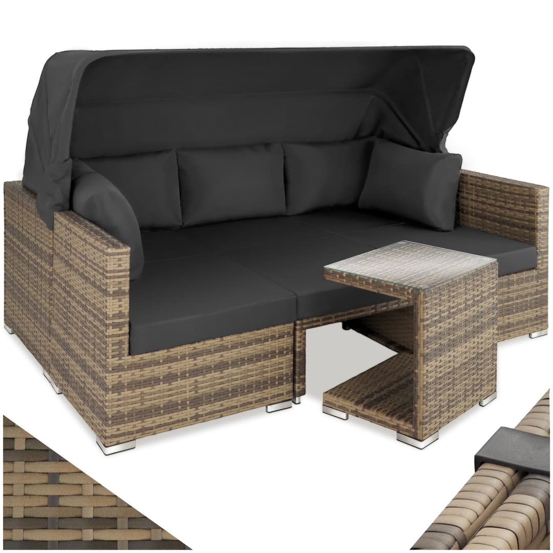 Rattan Lounge mit Aluminiumgestell San Marino - natur
