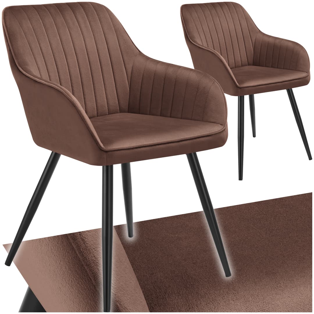 Stuhl Marilyn, Samtoptik, gesteppt - braun/schwarz, 2er Set