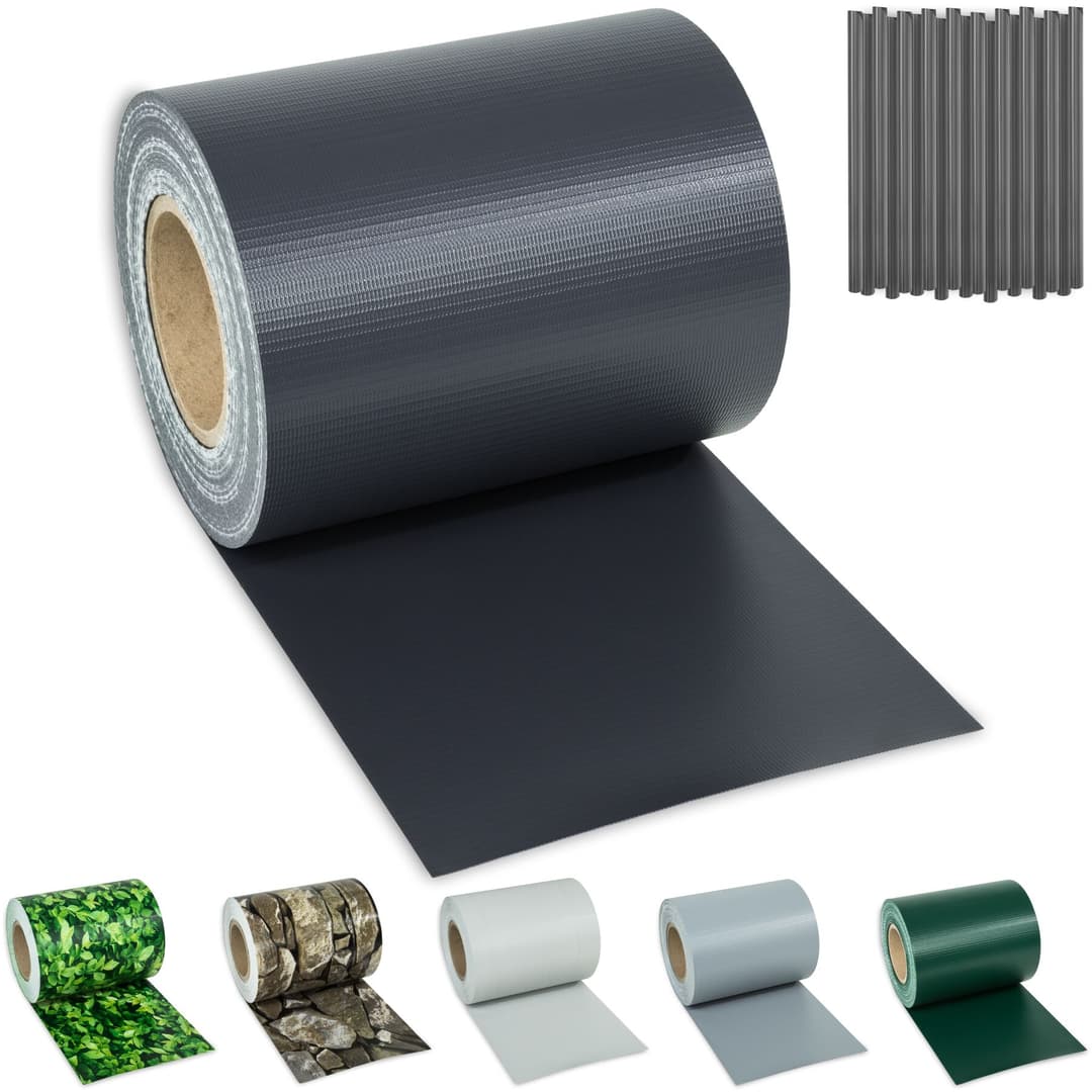 PVC Sichtschutzfolie mit Befestigungsclips - 35 m, anthrazit