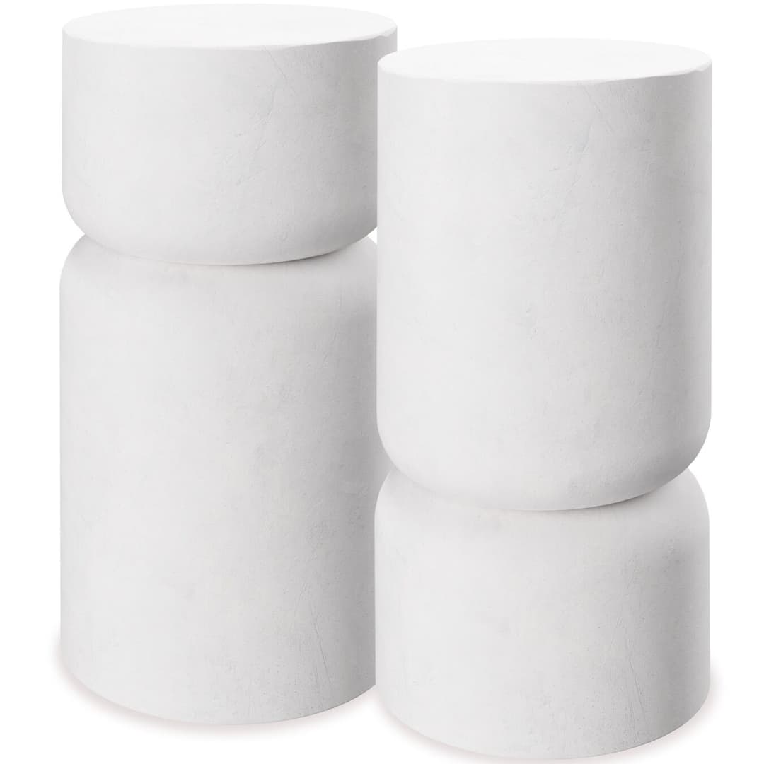 2er Set Beistelltisch Amine, Chubby-Design - weiß