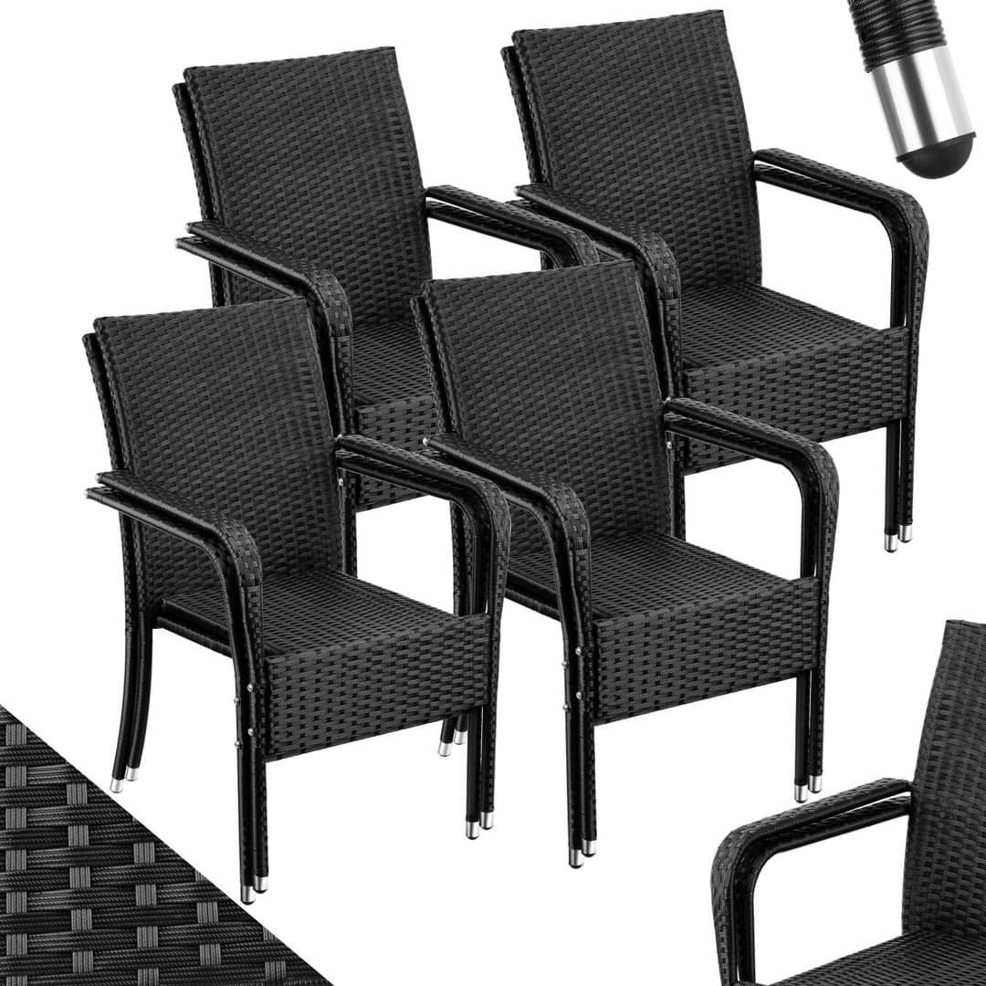 Rattanstuhl Girona, stapelbar, Belastbarkeit 120 kg - 8er Set