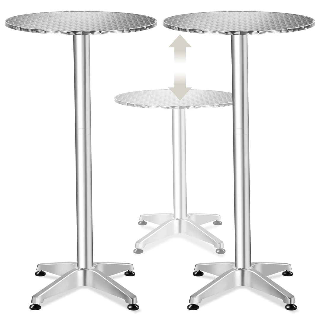 Aluminium-Bistrotisch Ø 60 cm, klappbar, höhenverstellbar - silber