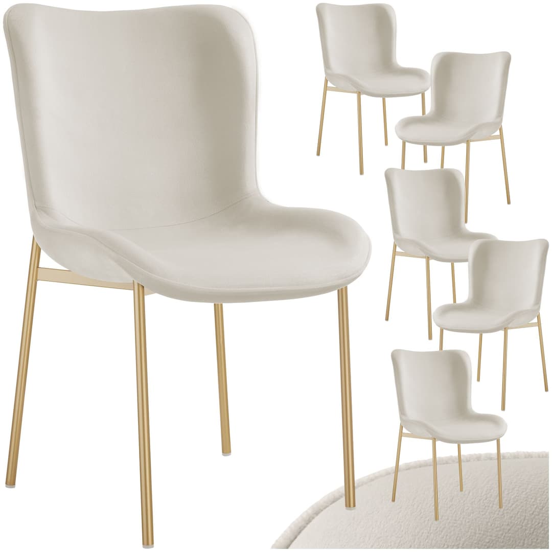Polsterstuhl Tessa - Samtoptik beige/gold, 6er Set