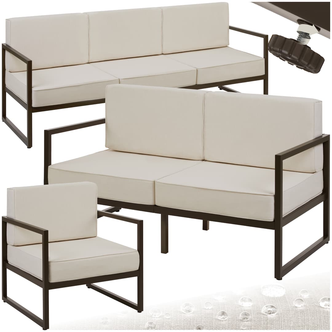 Garten-Loungeset Comosa für 6 Personen, XXL-Polsterung - braun/beige