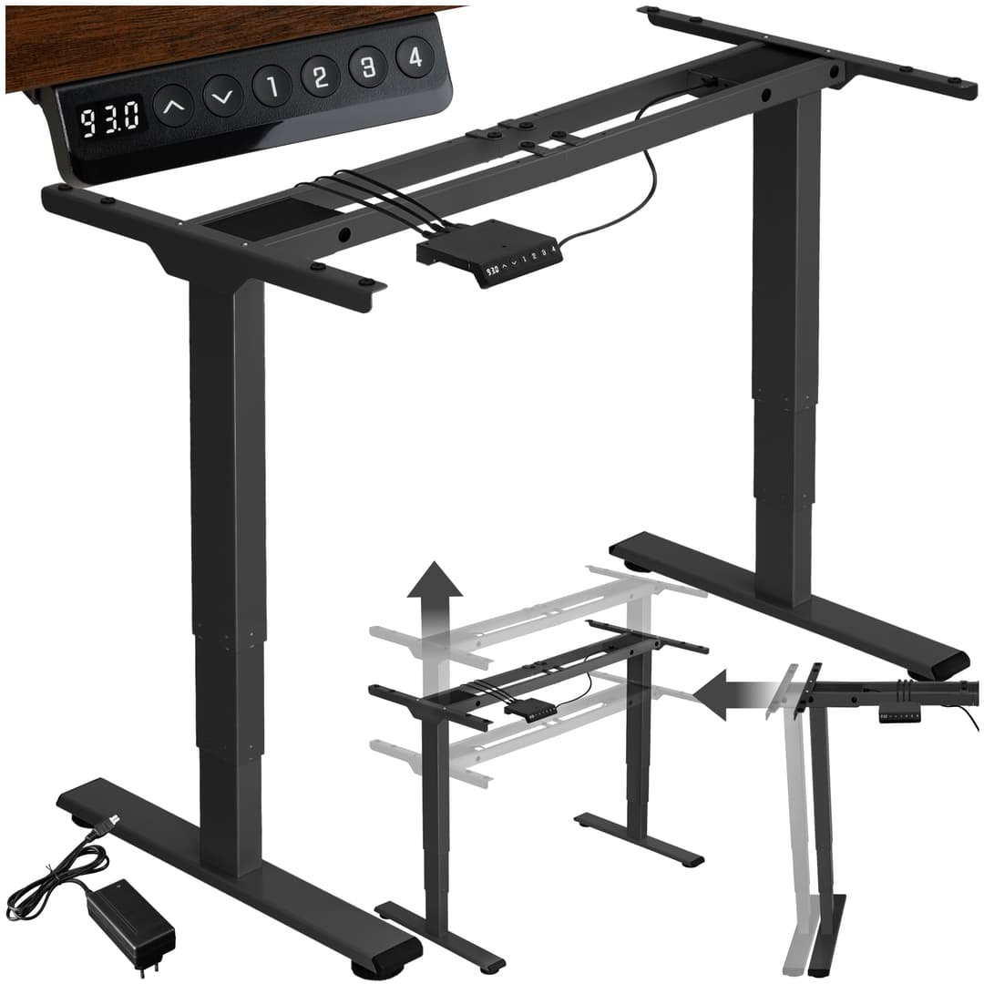 Tischgestell Twain höhenverstellbar 110-168x60x60-125cm - schwarz