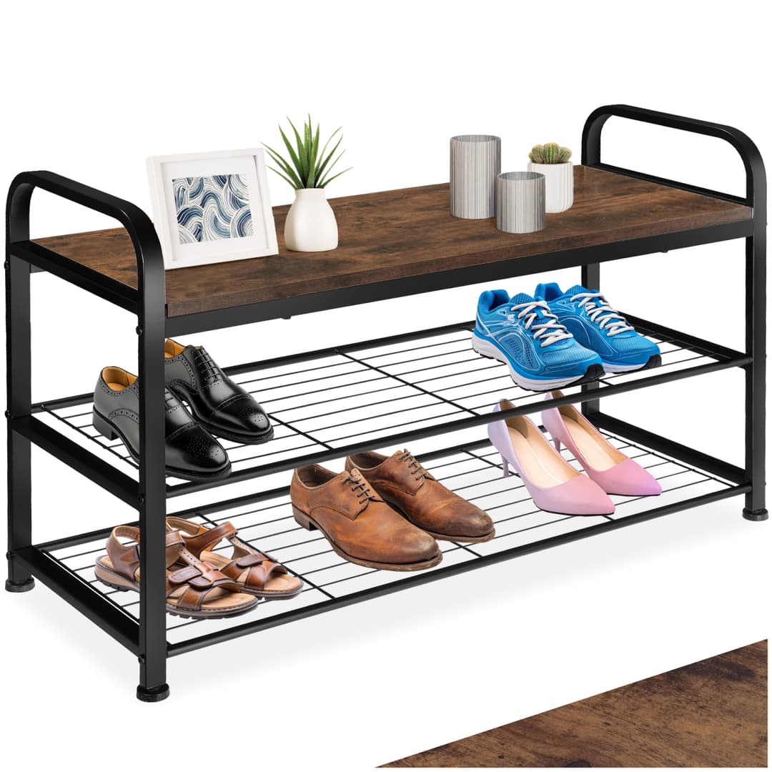 Schuhregal Southampton 91x36x55cm - Industrial Holz dunkel, rustikal