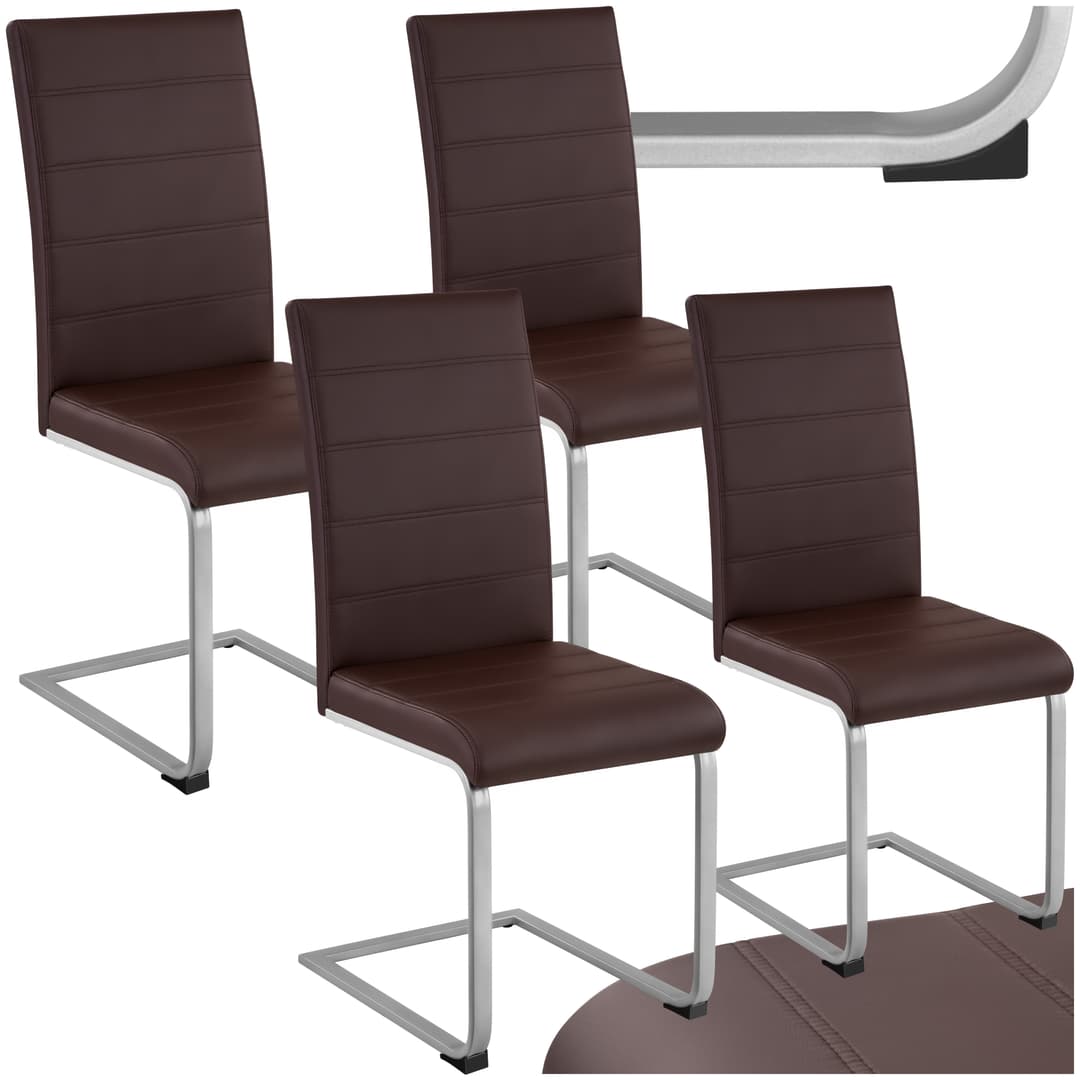 Schwingstühle, Kunstleder - braun, 4er Set