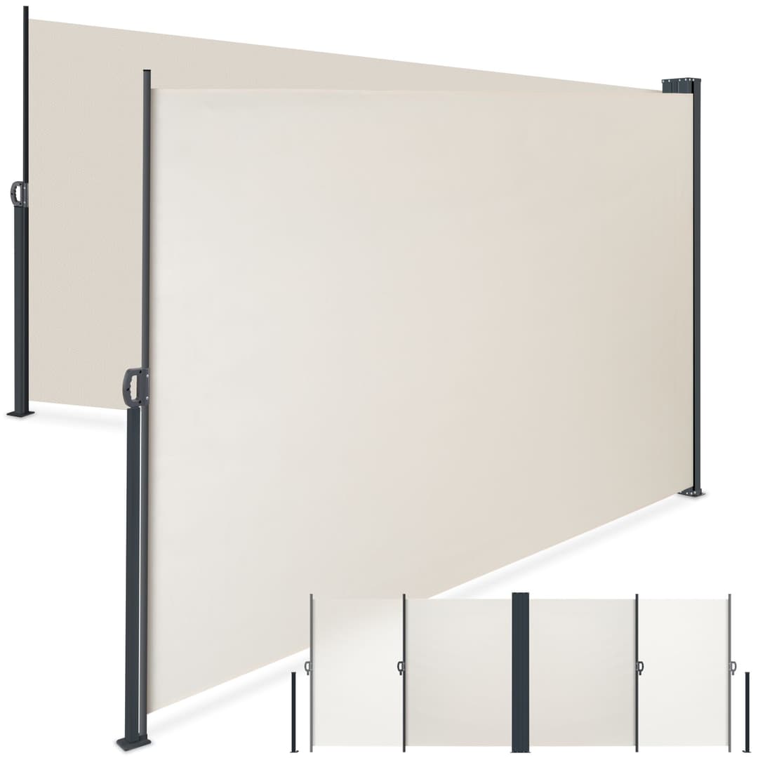 Ausziehbare Doppel-Seitenmarkise mit Aufrollmechanismus - beige