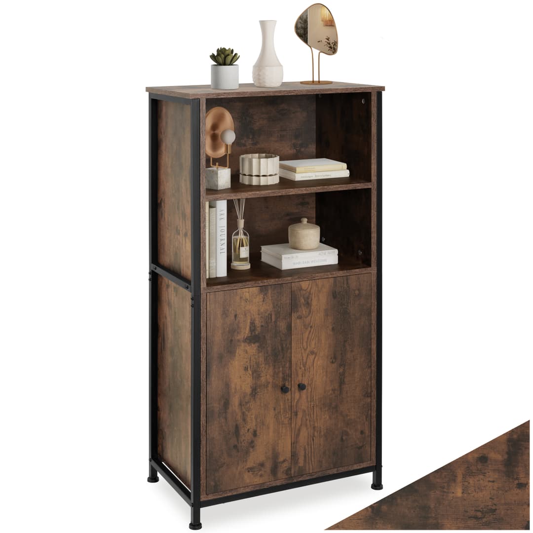 Highboard Doncaster 60x38x125cm - Industrial Holz dunkel, rustikal