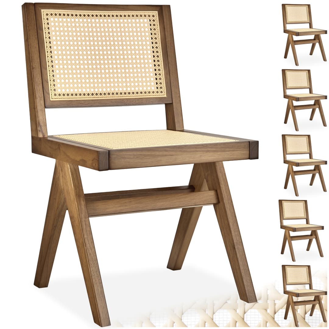 Holzstuhl Lissy mit Wiener Geflecht im Boho-Stil - Eiche hell, 6er Set
