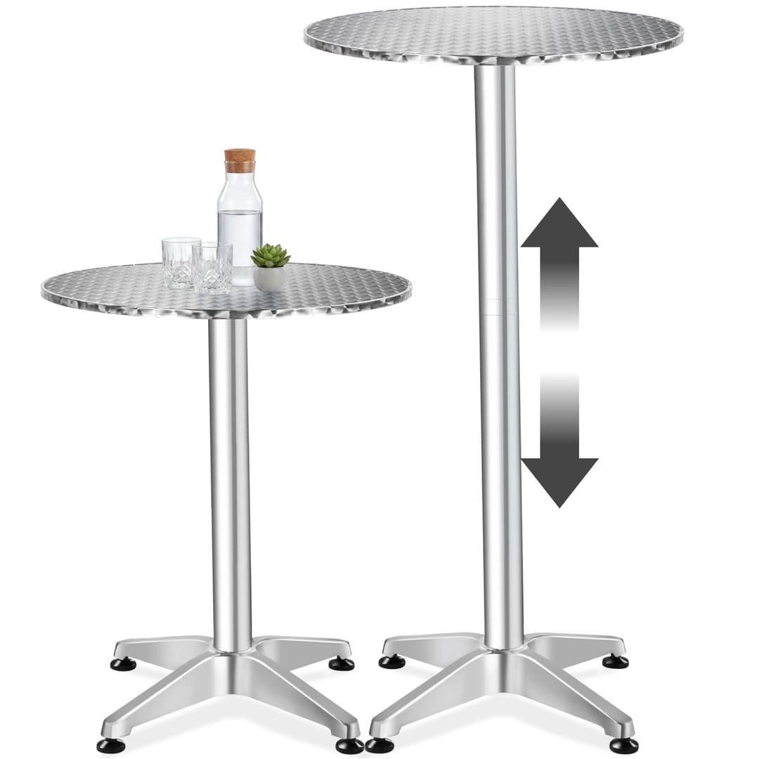 Aluminium-Bistrotisch Frederic Ø 60 cm, höhenverstellbar - silber