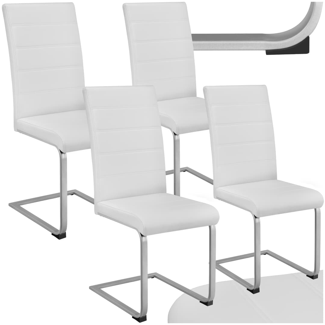 Schwingstühle, Kunstleder - weiß, 4er Set