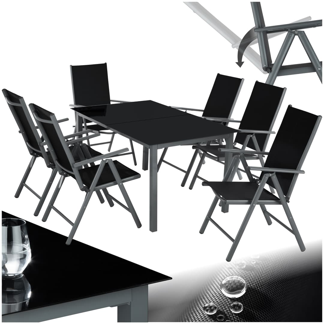 Aluminium Sitzgruppe 6+1 - anthrazit