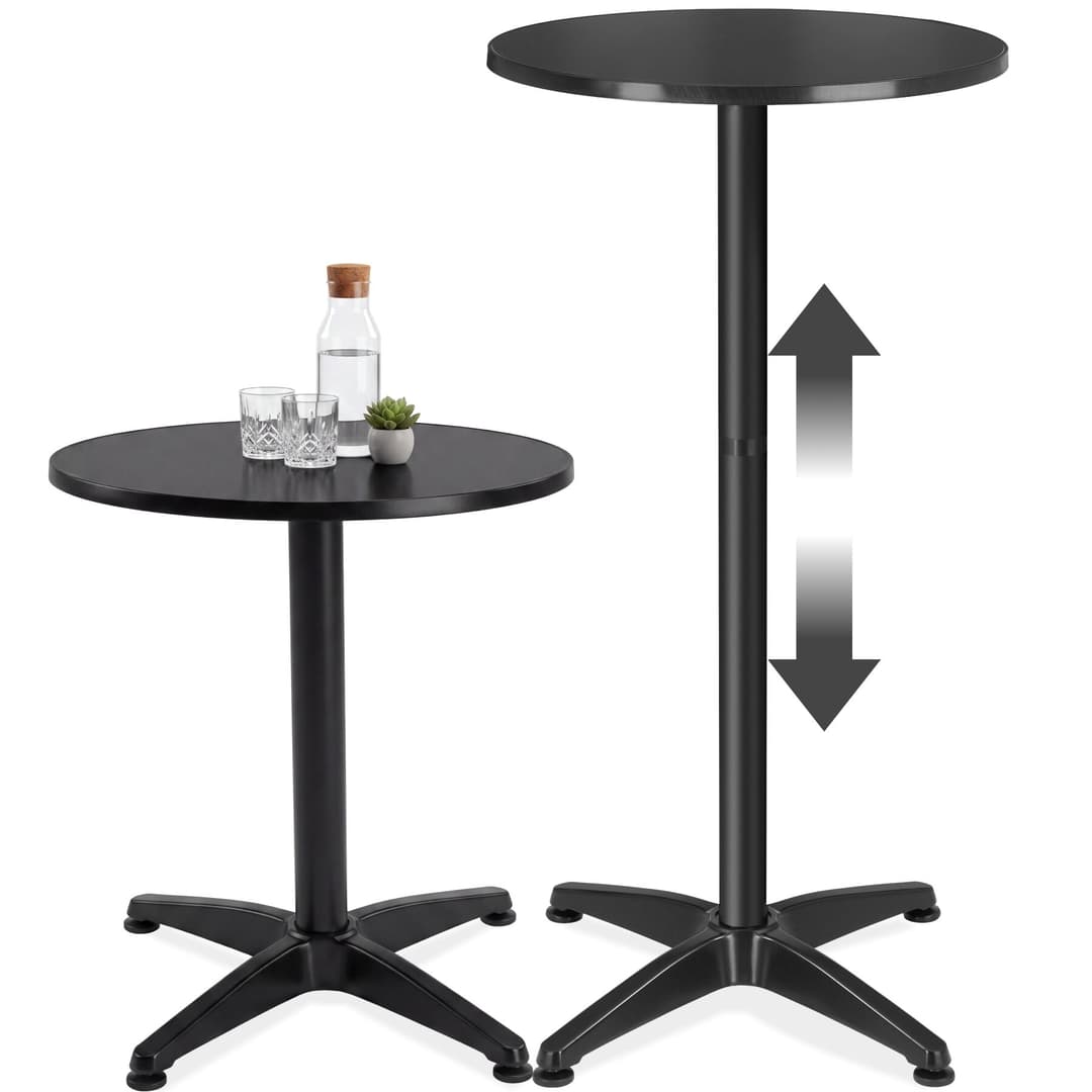 Aluminium-Bistrotisch Frederic Ø 60 cm, höhenverstellbar - schwarz