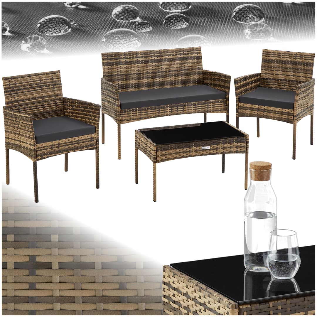 Rattan Gartenset Palese für 4 Personen - natur