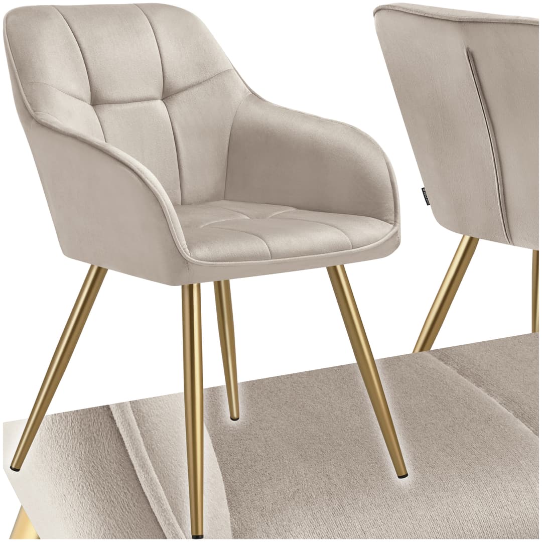 Stuhl Marilyn, Samtoptik, gesteppt - taupe/gold, pro Stück