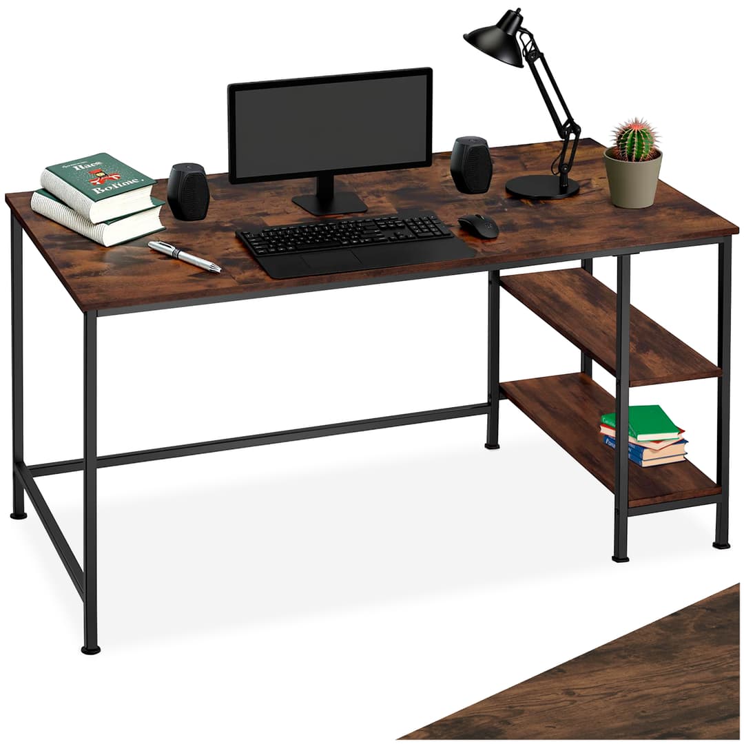 Schreibtisch Donegal 140x60x76,5cm - Industrial Holz dunkel, rustikal