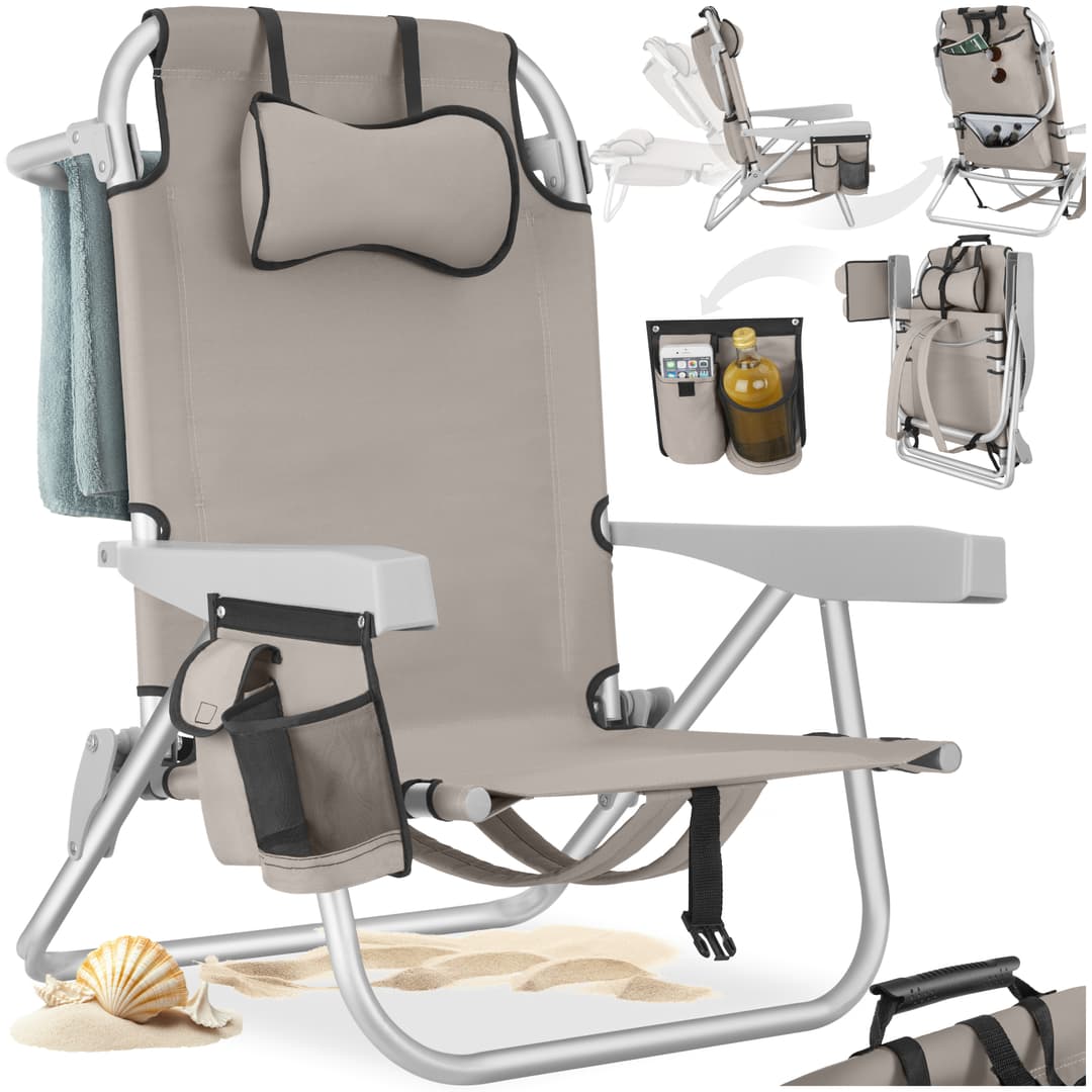 Aluminium Strandstuhl Coral, klappbar mit Rucksackfunktion - beige, pro Stück