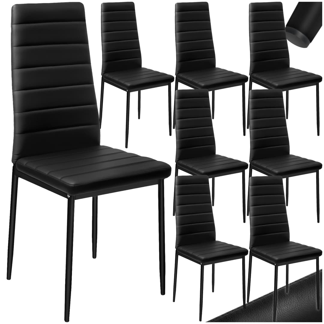 Esszimmerstühle Kunstleder - schwarz, 8er Set