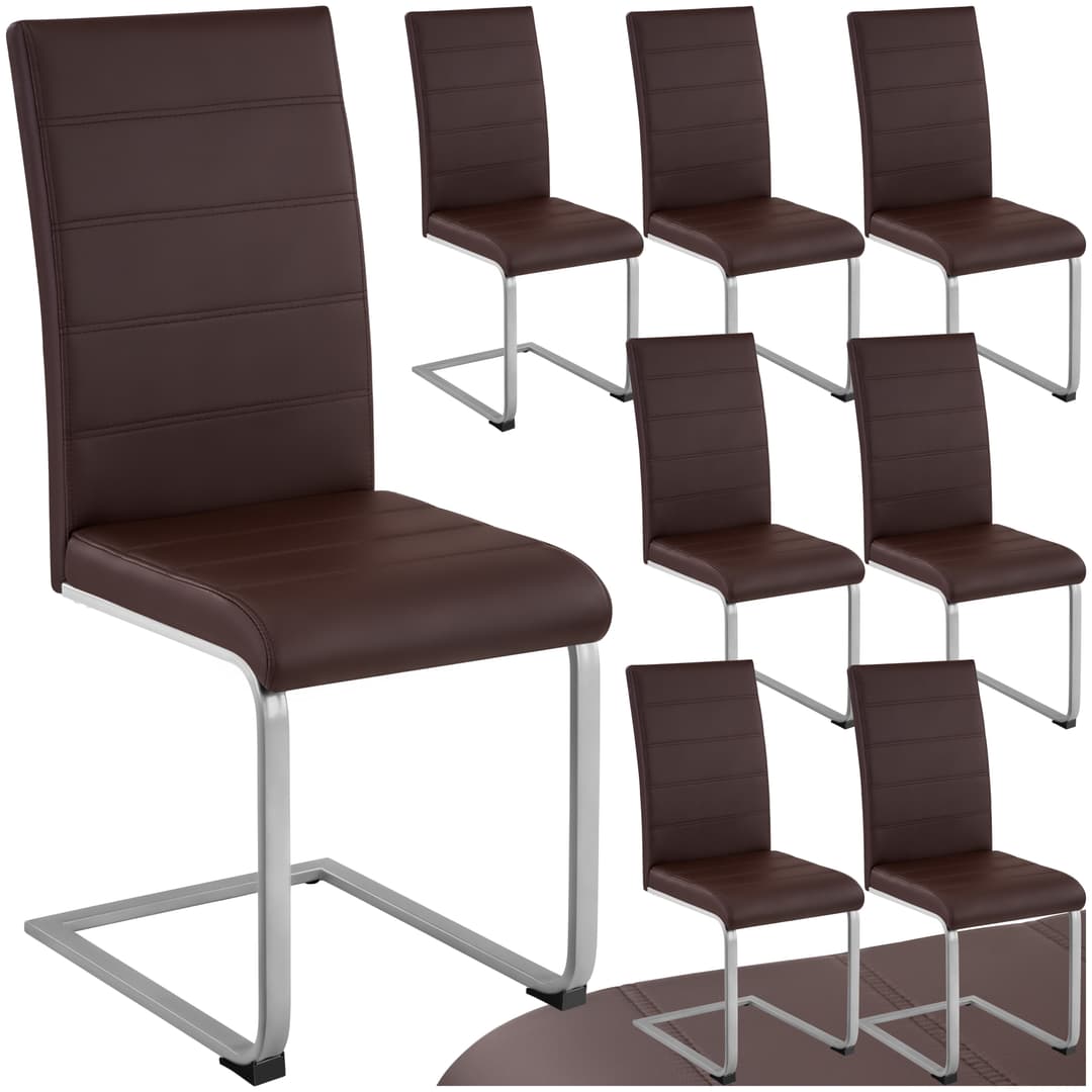 Schwingstühle, Kunstleder - braun, 8er Set