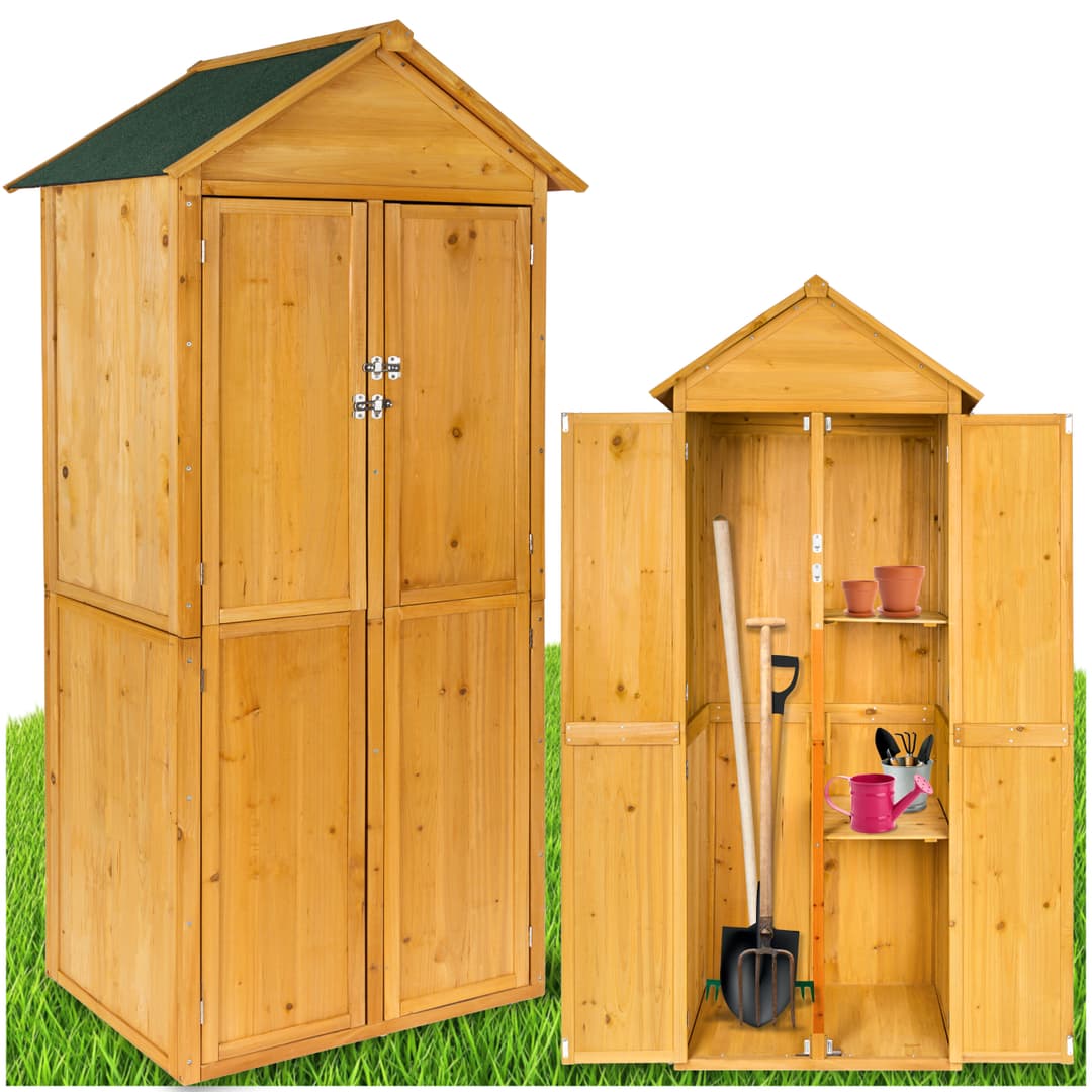Gartenschrank Kadi mit Spitzdach - braun
