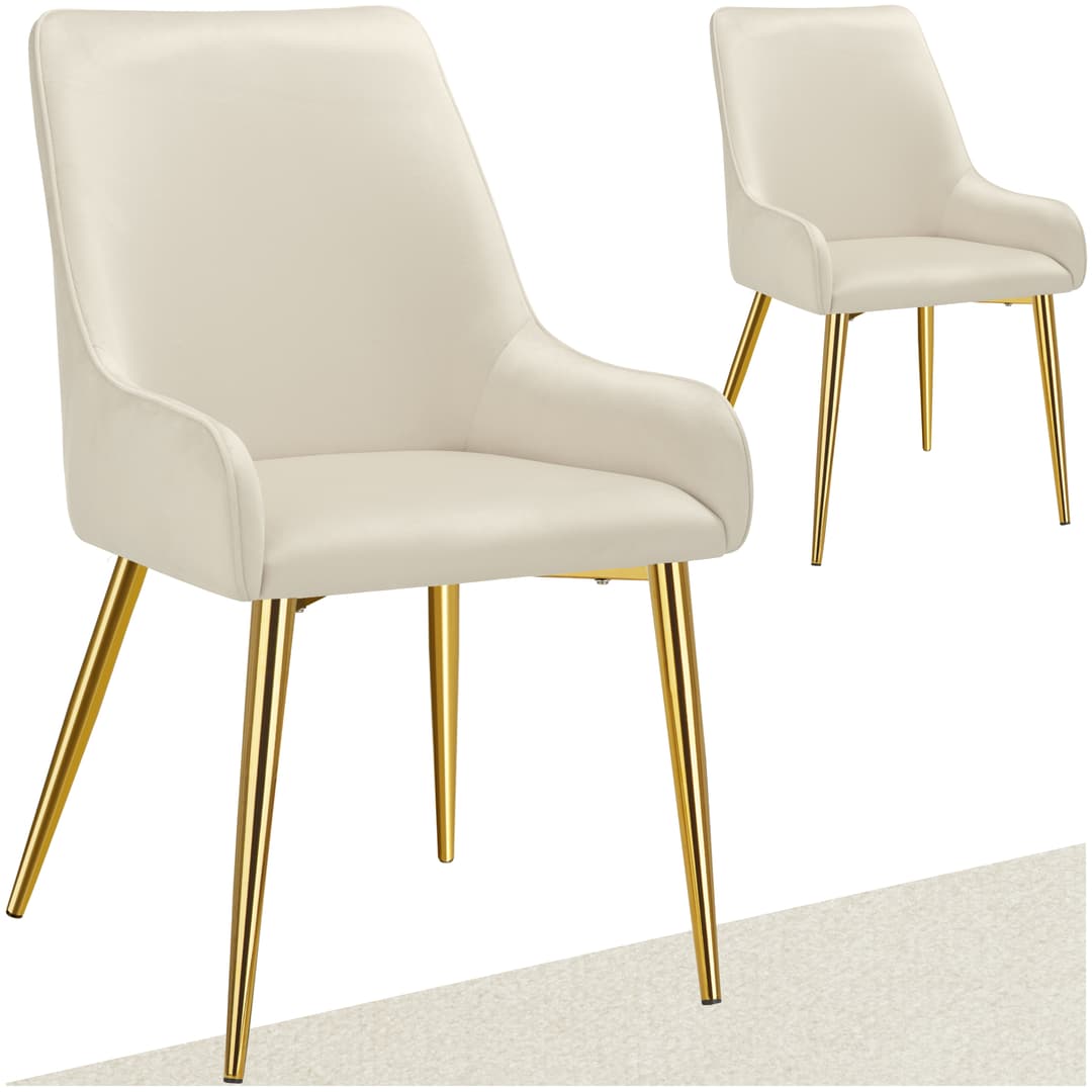 Polsterstuhl Avane, Samtoptik, Belastbarkeit 120 kg - beige, 2er Set