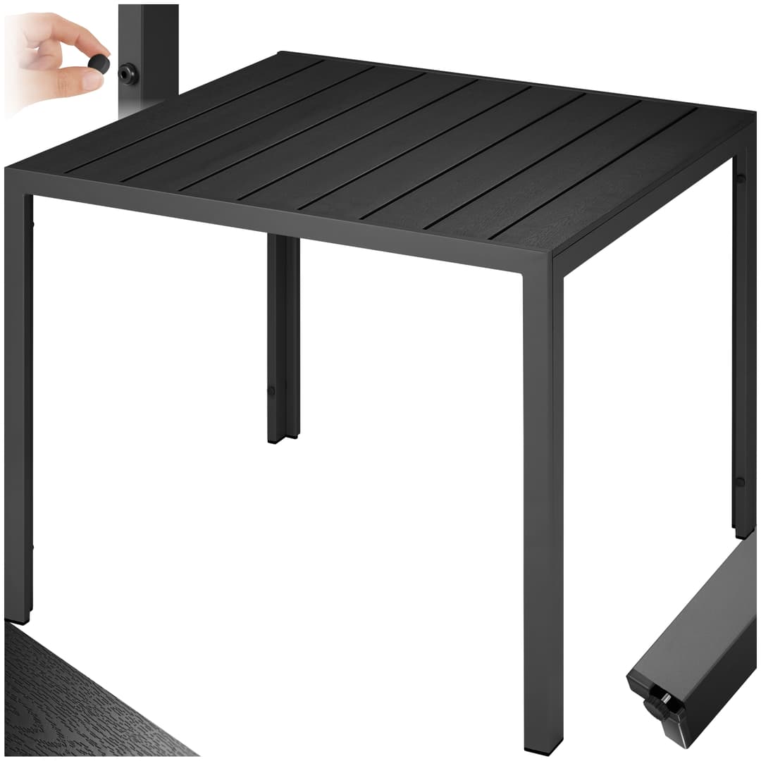Aluminium Gartentisch Maren höhenverstellbare Füße 90x90x74,5cm - schwarz