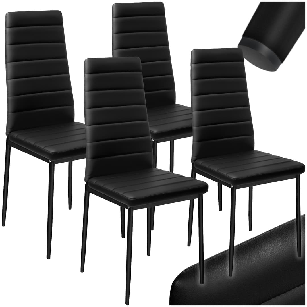 Esszimmerstühle Kunstleder - schwarz, 4er Set
