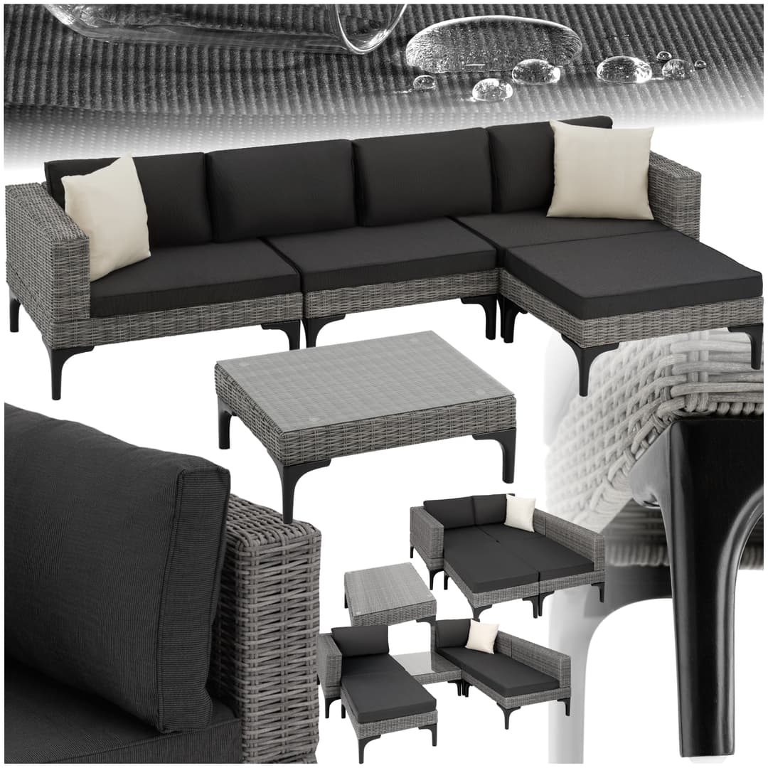 Rattan Lounge mit Aluminiumgestell Konstanza - grau