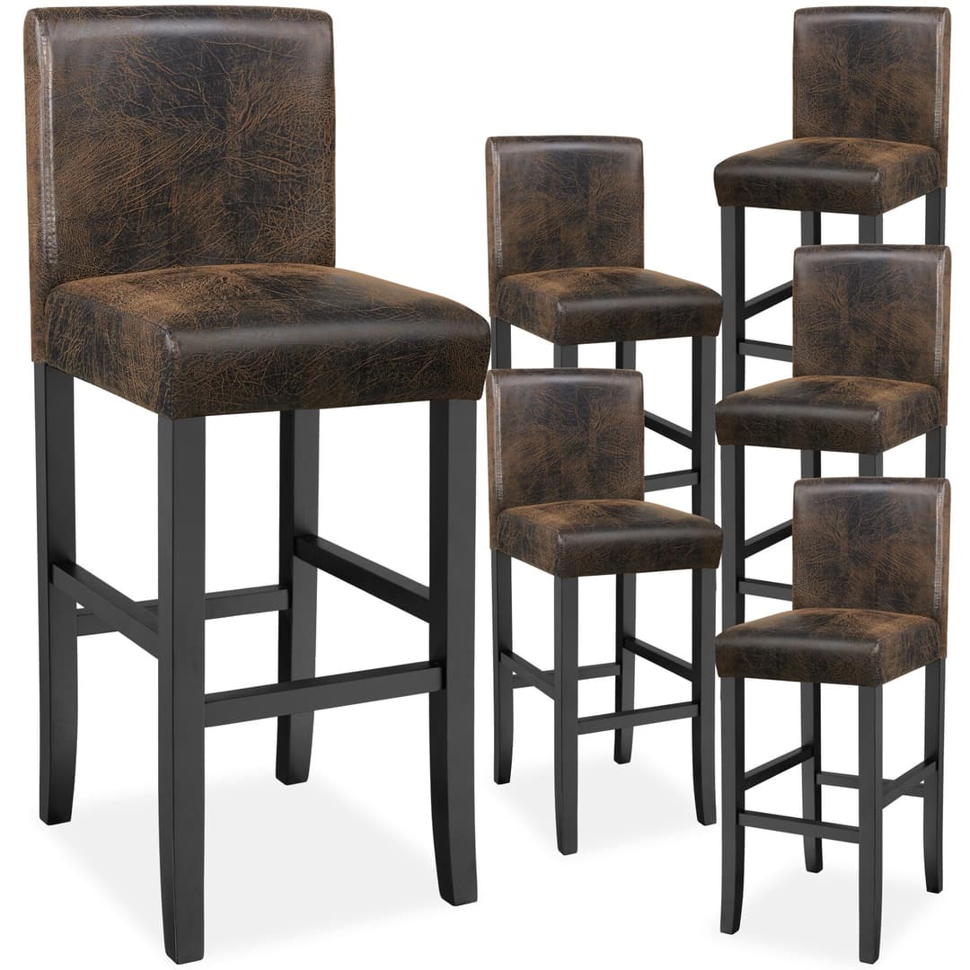 Barhocker aus Kunstleder - antikbraun, 6er Set