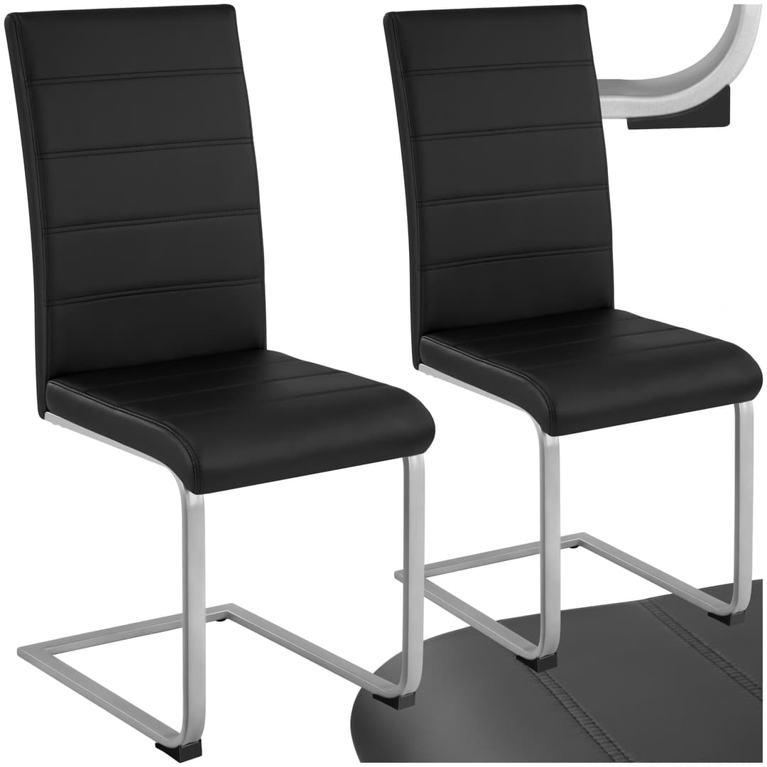Schwingstühle, Kunstleder - schwarz, 2er Set