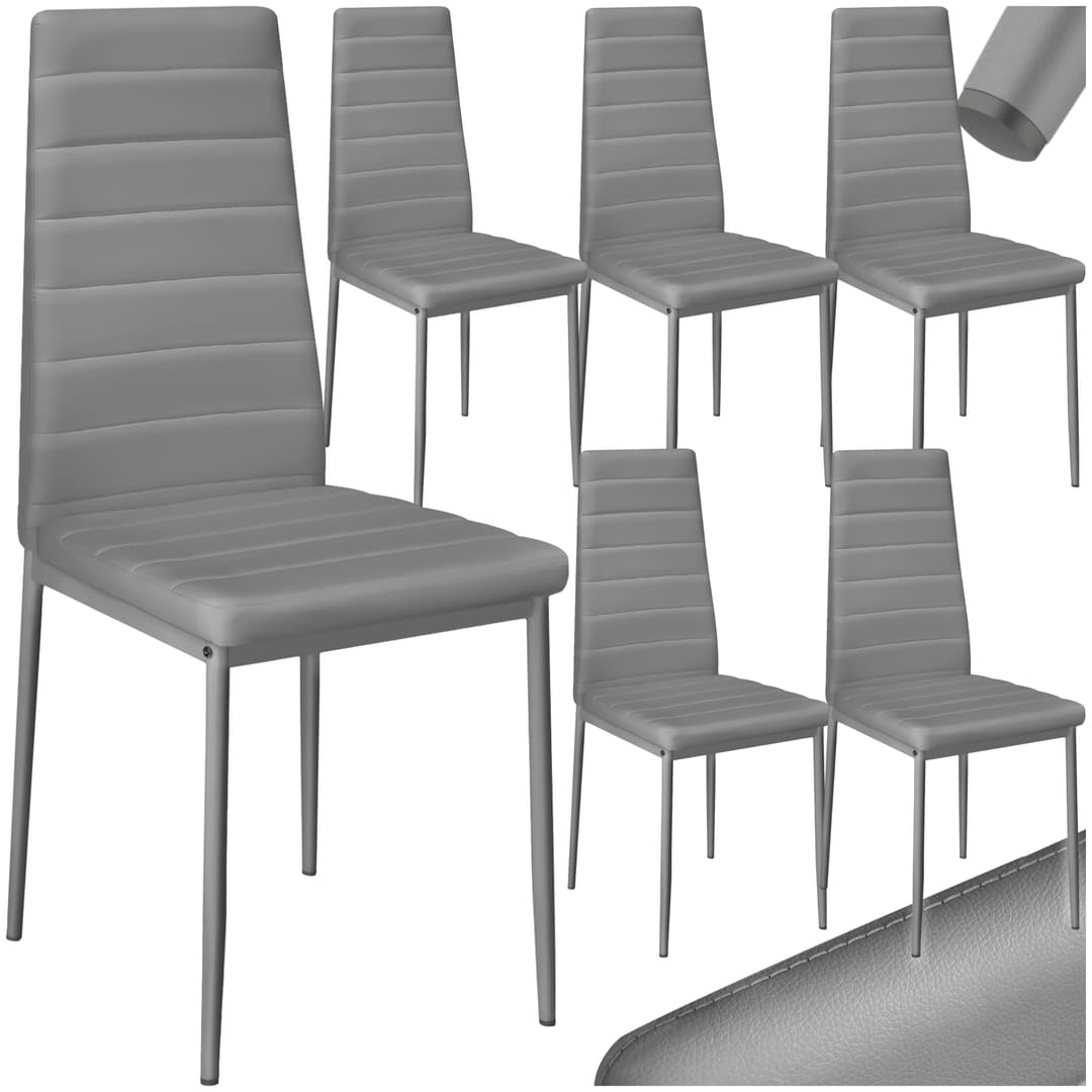 Esszimmerstühle Kunstleder - grau, 6er Set