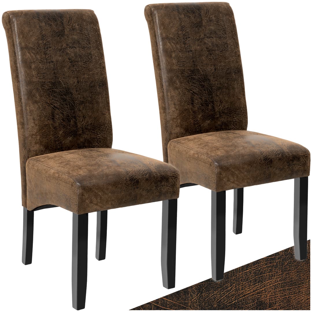 Esszimmerstuhl, ergonomisch, massives Hartholz - antikbraun, 2er Set