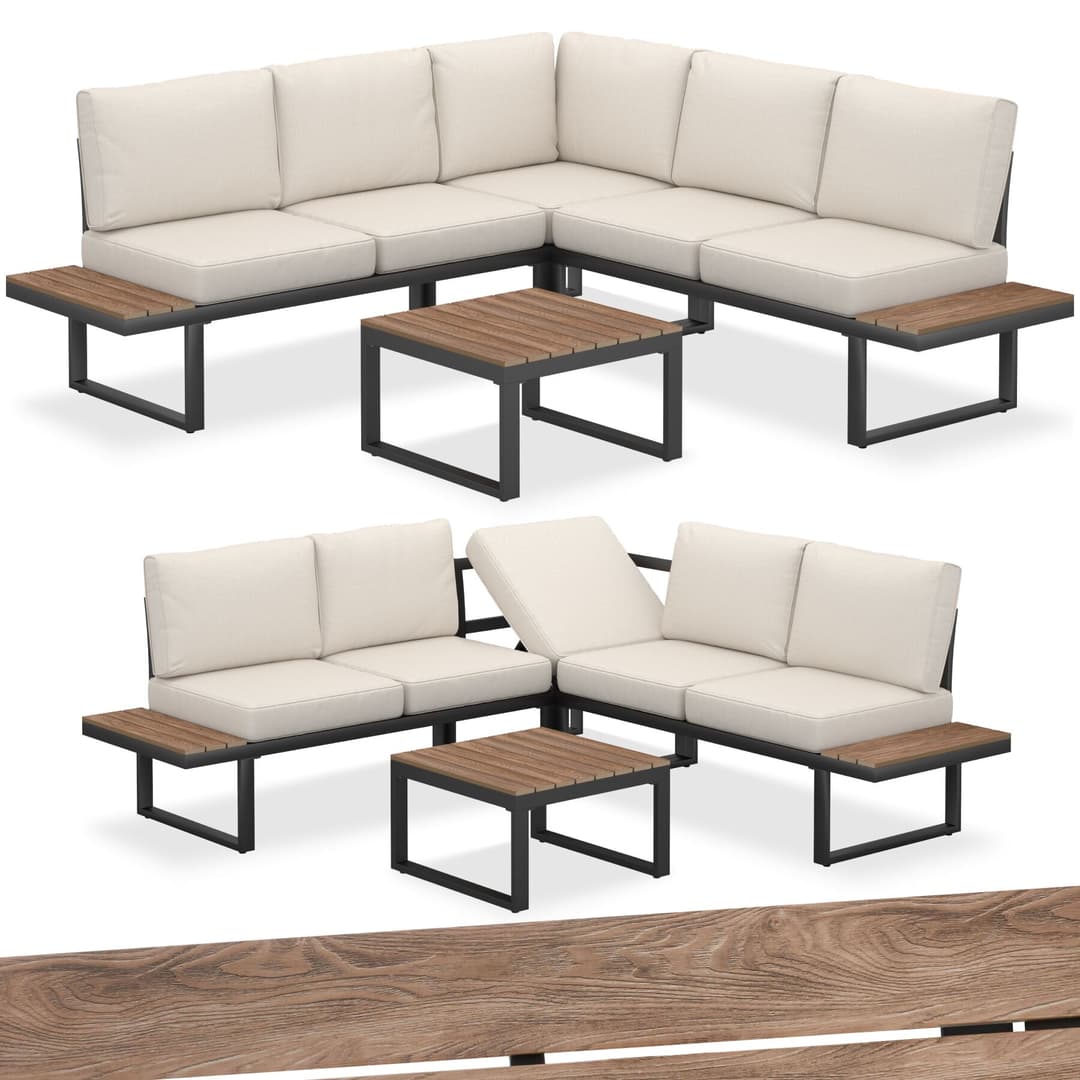 Garten-Lounge-Set Eliar, 4-teilig, mit Aluminiumgestell - schwarz