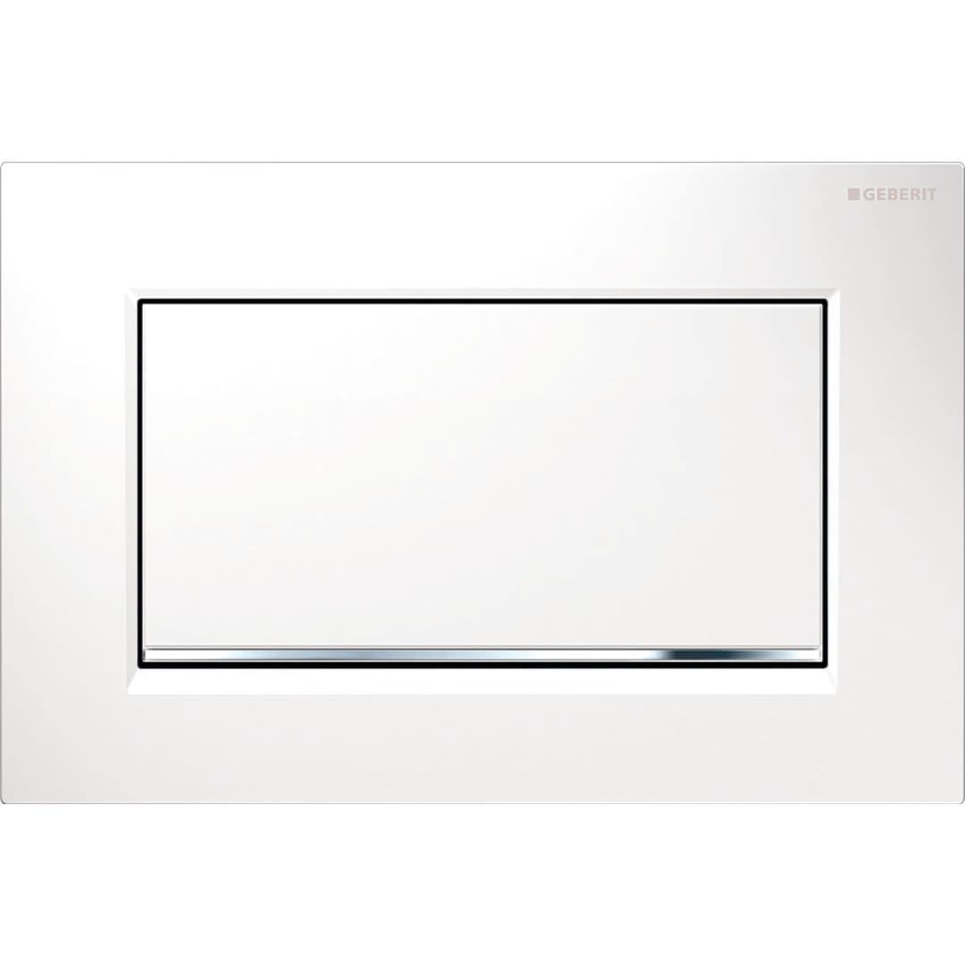 Geberit Sigma30 Drückerplatte weiß – Spül-Stopp, verschraubbar