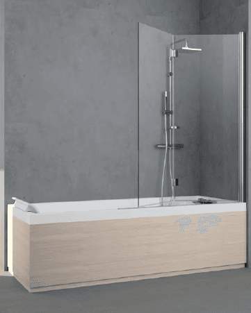 Alva Prisma Varia Wannenwand 2-teilig 150x120 cm silber-hochglanz rechts