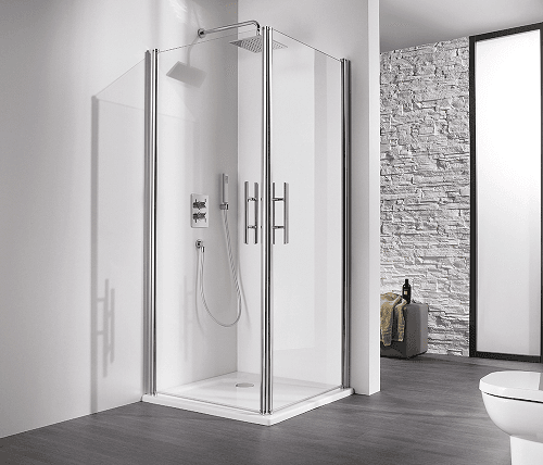 HSK Exklusiv Eckeinstieg, 2-teilig / Edelglasbeschichtung +128,80€ / mit Stangengriff +74,40€ / 75x90, chrom-optik