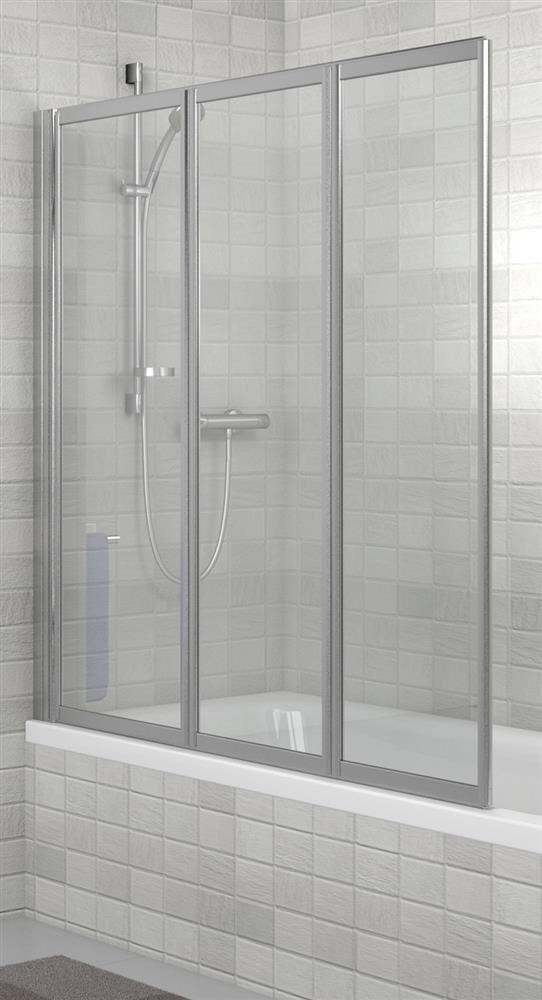 Alva Wannenwand 3-teilig, 140x140cm silber matt Kunststoffglas