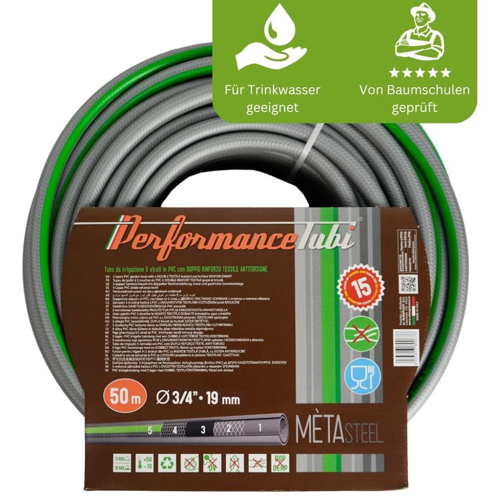 Trinkwassertauglicher Gartenschlauch Meta Steel 3/4",19mm, 50m