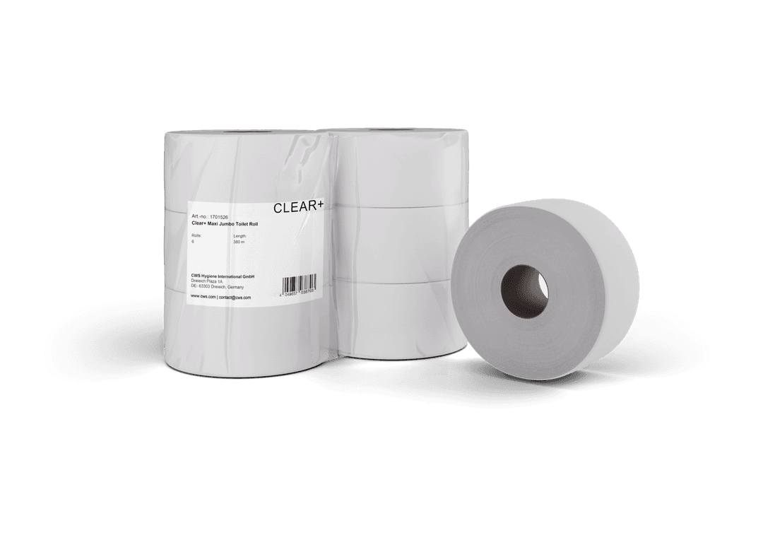 Clear+ Toilettenpapier Maxi Jumbo-Rollen, 2-lagig 380m