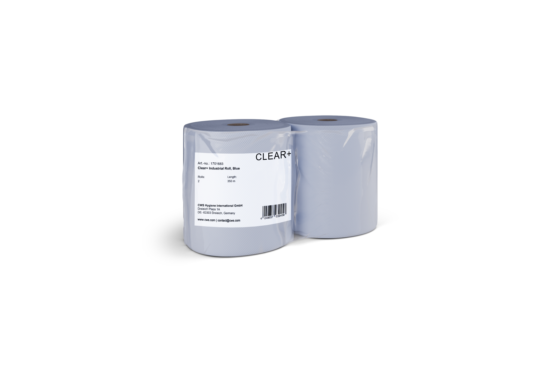 Clear+ Industrierolle blau, 2-lagig 350m
