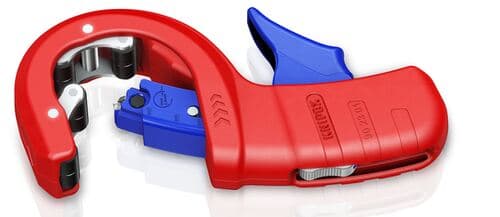 ABVERKAUF KNIPEX 90 23 01 BK Rohrabschneider DP50 Rohrschneider für Kunststoff-Abflussrohre mit Kunststoff überzogen 165 mm